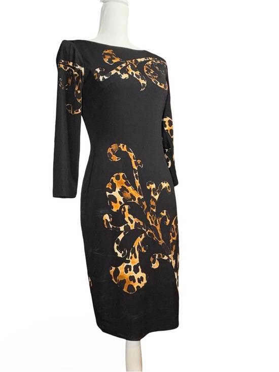 Only Dresses & Skirts - Caché Leopard Print Scroll Bodycon Sheath Dress – 0